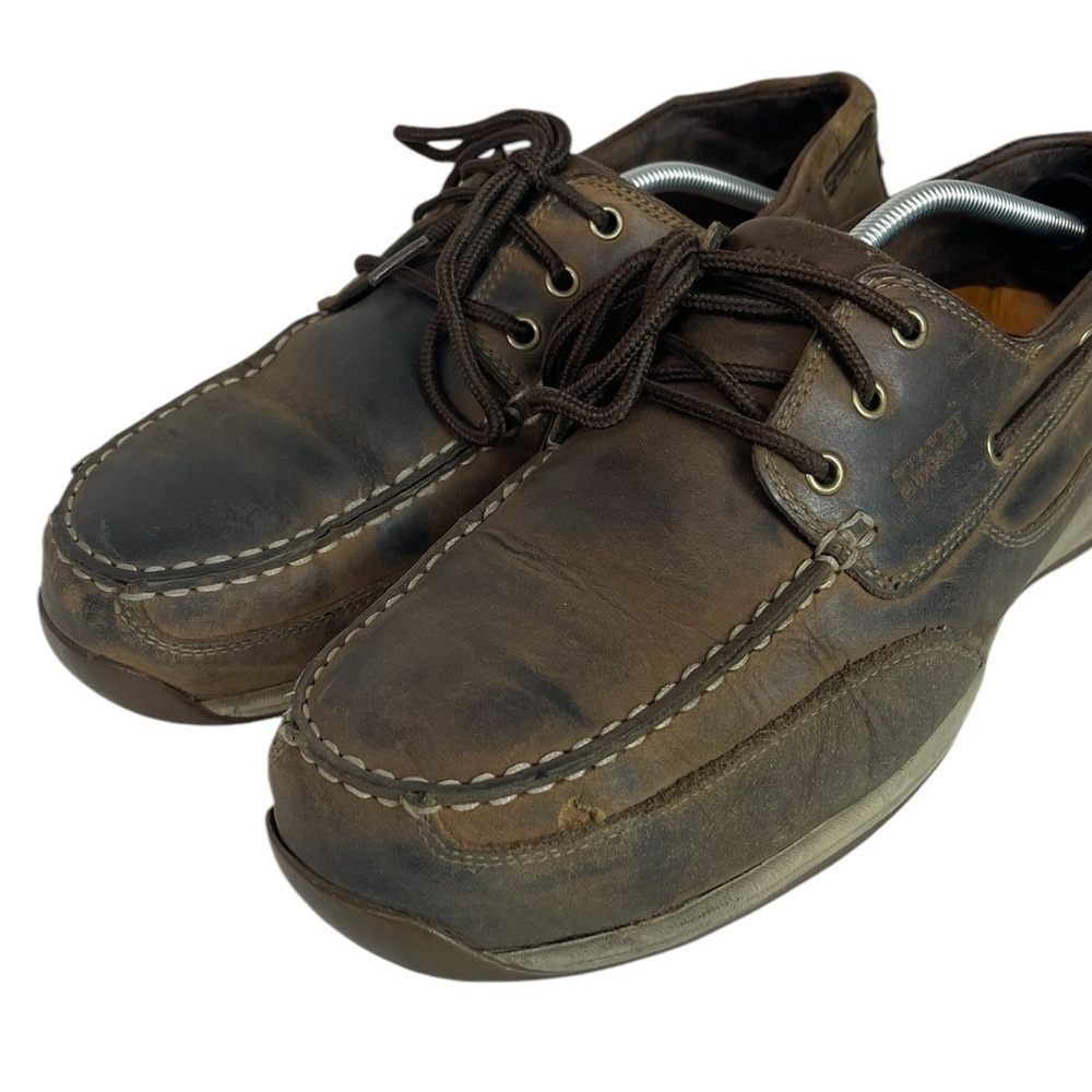 B1 Mens ROCKPORT Works Sailing Club Leather Steel Toe Boat Shoes 14 - Picture 2 of 5